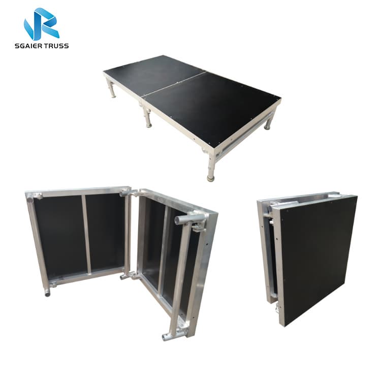 Metal Mobile Folding Platform with Anti_slip Surface_Carpet
